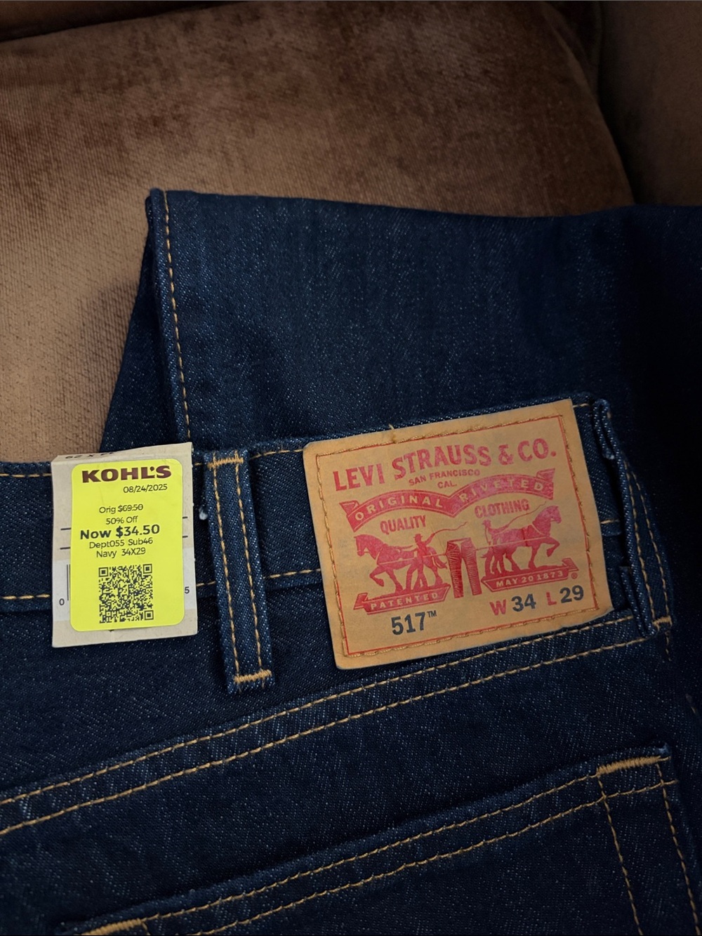 Levi's Dark Indigo Straight Leg Jeans 34X29 - Picture 3 of 5